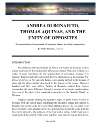 Andrea Di Bonaiuto, Thomas Aquinas, and the Unity Of