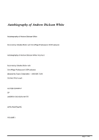 Autobiography of Andrew Dickson White&lt;/H1&gt;