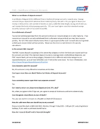 FAQ – Certificate of Deposit Accounts