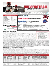 FRIDAY's PREVIEW... REBELS Vs. BRONCOS NOTES