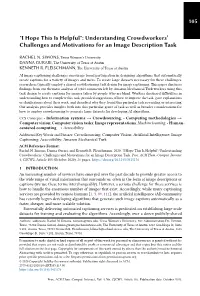 I Hope This Is Helpful": Understanding Crowdworkers’ Challenges and Motivations for an Image Description Task