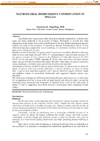 Macrofloral Biodiversity Conservation in Ifugao