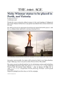 Nicky Winmar Statue to Be Placed in Perth, Not Victoria
