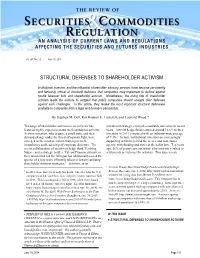 Structural Defenses to Shareholder Activism