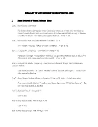 SUMMARY of MCC RECORDS to BE COPIED for ARRB I. Boxes Reviewed at Warren Debrueys' Home Box 31: Jim Garrison Conspiracy File