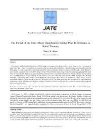The Impact of the First Officer Qualification Ruling: Pilot Performance in Initial Training