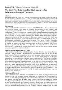 The ISO 25964 Data Model for the Structure of an Information Retrieval Thesaurus
