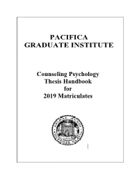 Thesis Handbook for 2019 Matriculates