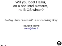 Will You Boot Haiku, on a Non Intel Platform, No BIOS Winter?
