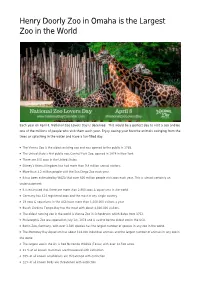 Henry Doorly Zoo in Omaha Is the Largest Zoo in the World