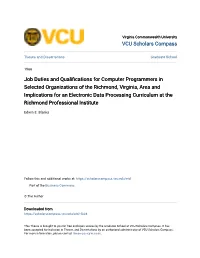 Job Duties and Qualifications for Computer Programmers in Selected
