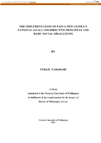 The Implementation of Papua New Guinea's National Goals