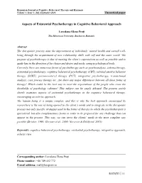 Aspects of Existential Psychotherapy in Cognitive Behavioral Approach