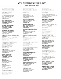 ATA MEMBERSHIP LIST As of August 9, 2021