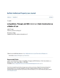 Living Before, Through, and with Markman: Claim Construction As a Matter of Law