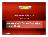 Network and Server Statistics Using Cacti