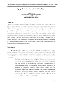 Oguega Divination Poetry in Edo State, Nigeria Abstract Introduction