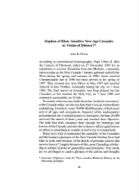 Stephen of Blois: Sensitive New-Age Crusader Or Victim of History?*