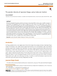 The Genetic Diversity of Japanese Wagyu Using Molecular Markers
