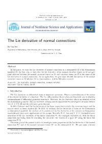 The Lie Derivative of Normal Connections