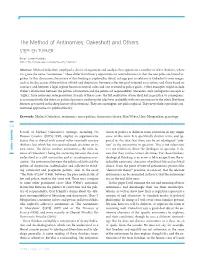 The Method of Antinomies: Oakeshott and Others Others and Oakeshott Antinomies: of Method the VOLUME 6 | ISSUE 1 + 2 2018 6 | ISSUE VOLUME