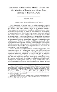 The Return of the Medical Model: Disease and the Meaning of Imprisonment from John Howard to Brown V