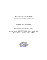 Transition from a Personal Dictatorship in Malawi