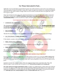 For Those Interested in Pool…