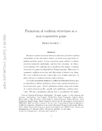 Formation of Coalition Structures As a Non-Cooperative Game