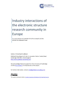 Industry Interactions of the Electronic Structure Research Community in Europe