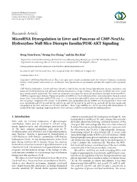 Microrna Dysregulation in Liver and Pancreas of CMP-Neu5ac Hydroxylase Null Mice Disrupts Insulin/PI3K-AKT Signaling