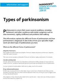 Types of Parkinsonism