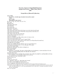 View / Open Video Lottery, Answers to Open Ended Questions.Pdf