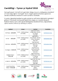 Cwrdddigi – Tymor Yr Hydref 2018