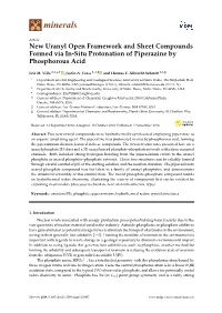 New Uranyl Open Framework and Sheet Compounds Formed Via In-Situ Protonation of Piperazine by Phosphorous Acid