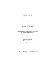 Sappho's Aesthetics by Lauren R. W. Vanderdeen Submitted in Partial