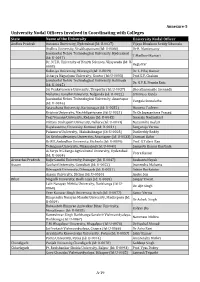 University Nodal Officers Involved in Coordinating with Colleges