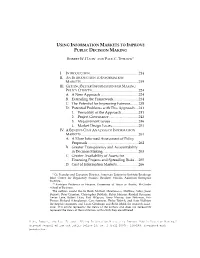 Using Information Markets to Improve Public Decision Making