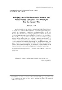 Bridging the Divide Between Armistice and Peace Treaty: Using Just War Theory to End the Korean War