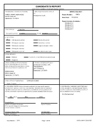 Candidate's Report