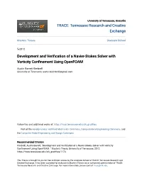 Development and Verification of a Navier-Stokes Solver with Vorticity Confinement Using Openfoam
