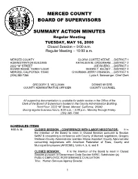 Merced County Board of Supervisors Summary
