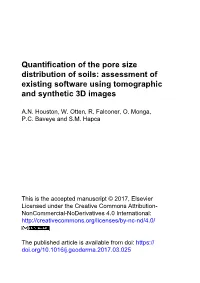 Quantification of the Pore Size Distribution of Soils: Assessment of Existing Software Using Tomographic and Synthetic 3D Images