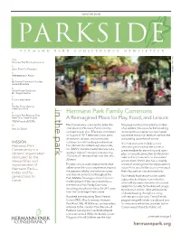 WINTER 2018 PARKSIDE HERMANN PARK CONSERVANCY NEWSLETTER Rendering by MVVA