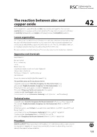 42 the Reaction Between Zinc and Copper Oxide
