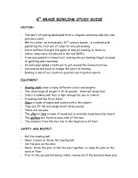 8Th GRADE BOWLING STUDY GUIDE