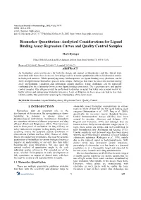 Analytical Considerations for Ligand Binding Assay Regression Curves and Quality Control Samples
