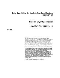 DOCSIS 3.1 Physical Layer Specification