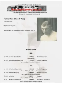 Fight Record Tommy Farr (Clydach Vale)
