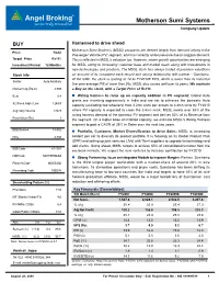 Motherson Sumi Systems Initiatingcompany Coverage Update